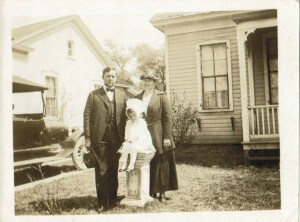 This photo is of my Mom- Edna Irene Sandstrom and my grandparents, O.W. Sandstrom and Betty Signe (Bengston) Sandstrom in front of their home at 1903 Red River in the Historic neighborhood of Swede Hill. This old, historic Swede Hill home at 1903 Red River is no longer there.